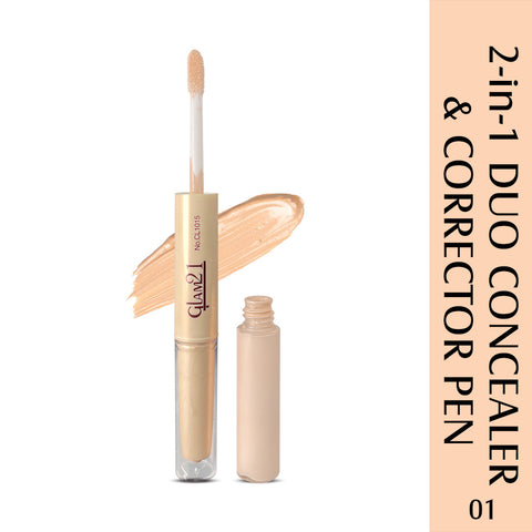 Glam21 2in1 Duo Concealer & Corrector Pen for Long lasting Contouring & Highlighting Concealer (Shade-01, 4.8 g)