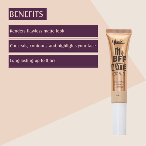 Glam21 My BFF Matte Liquid Concealer-Conceal,Contour,&Highlights Your Face|Matte Finish Concealer (Fair, 8 g)