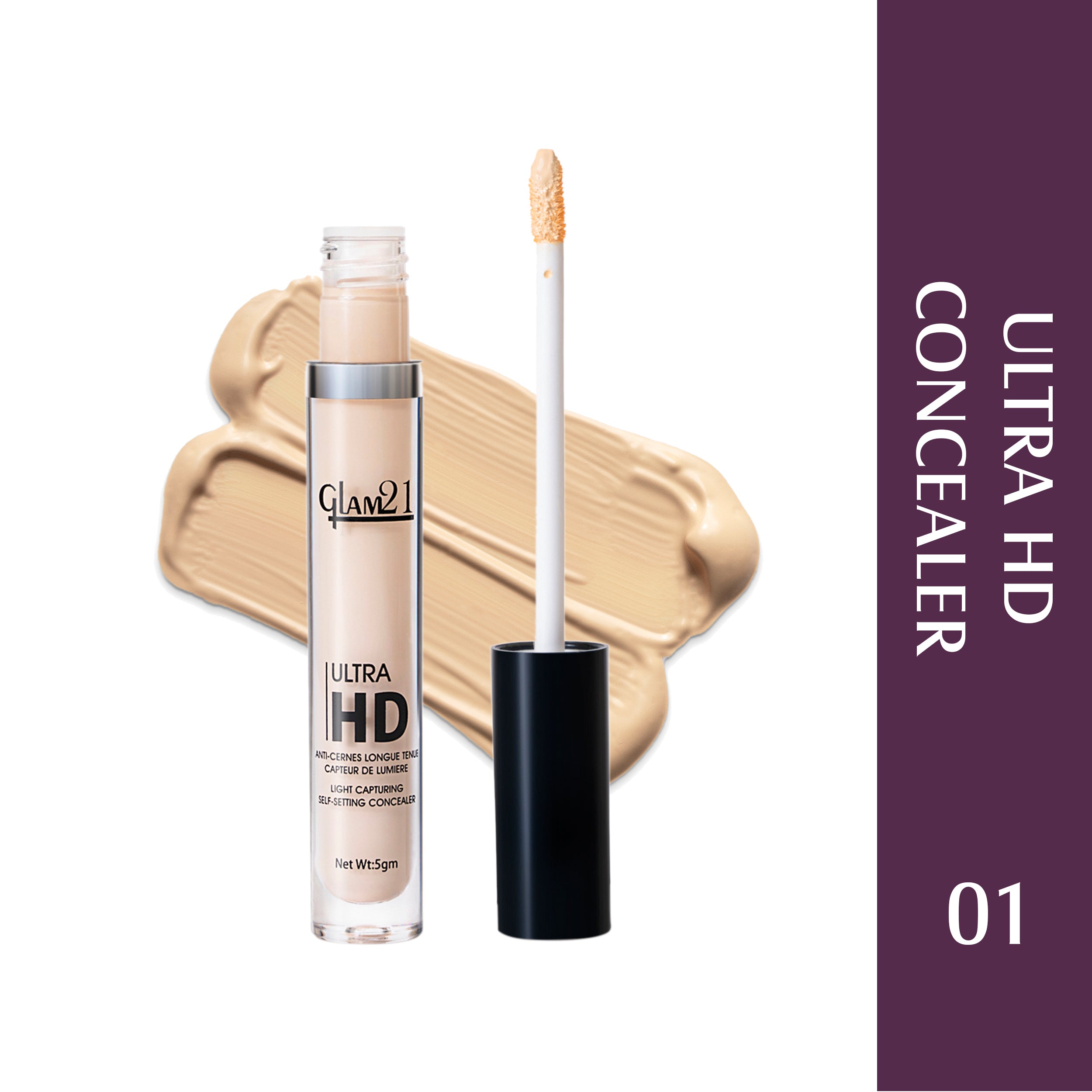 Glam21 Ultra HD Liquid Concealer for HD Finish | Non-sticky & Long Lasting Matte Finish Concealer (Light Ivory, 5 g)