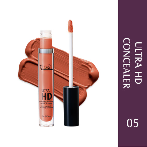 Glam21 Ultra HD Liquid Concealer for HD Finish | Non-sticky & Long Lasting Matte Finish Concealer (Orange Bar, 5 g)