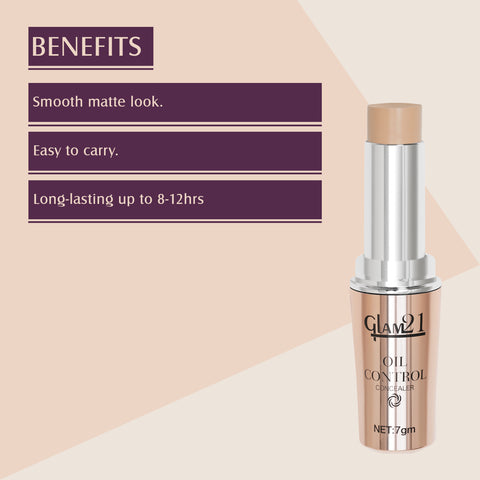 Glam21 Oil Control Concealer-Long Lasting upto 8-12hrs|Non-Sticky Texture,Matte Finish Concealer (Shade -03, 7 g)