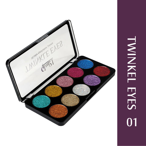 Glam21 Twinkle Eyes Glitter Palette|10 Cream Based Highly Pigmented Shades|Non Sticky Look -13gm-01-NA-13gm