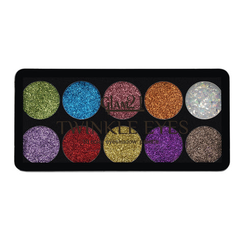 Glam21 Twinkle Eyes Glitter Palette|10 Cream Based Highly Pigmented Shades|Non Sticky Look -13gm-02-NA-13gm