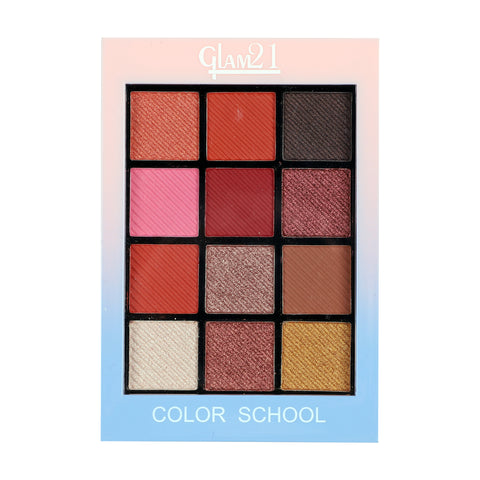 Glam21 Color School Eyeshadow Palette 12 Versatile Colors Long-Staying|Sparkles & Matte 10 g (Shade-01)