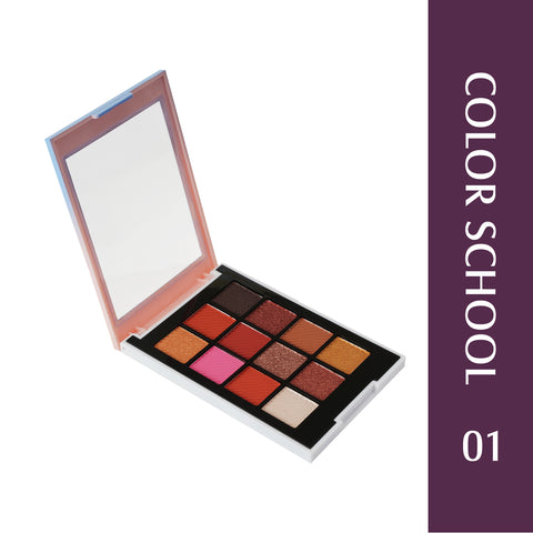 Glam21 Color School Eyeshadow Palette 12 Versatile Colors Long-Staying|Sparkles & Matte 10 g (Shade-01)