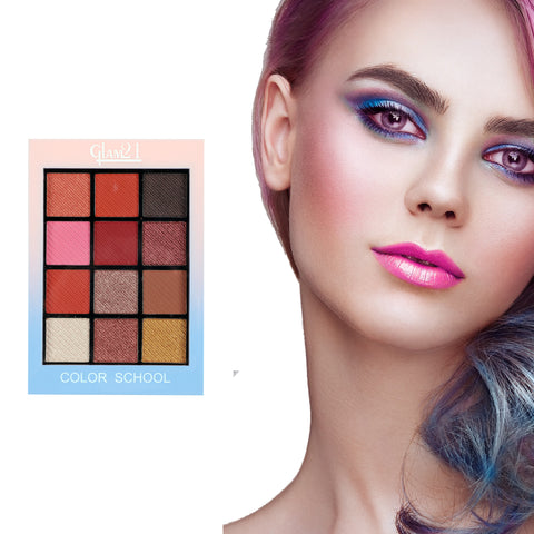 Glam21 Color School Eyeshadow Palette 12 Versatile Colors Long-Staying|Sparkles & Matte 10 g (Shade-01)