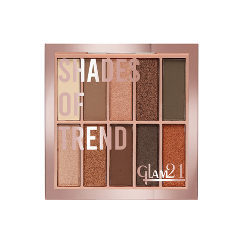 Glam21 Shades of Trend Eyeshadow Palette 10 Highly Pigmented Shades Shimmery Finish, 12gm Shade -02