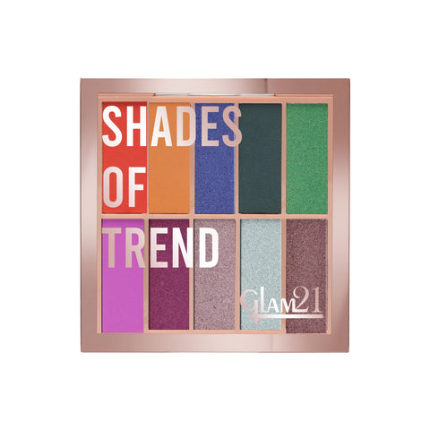 Glam21 Shades of Trend Eyeshadow Palette 10 Highly Pigmented Shades Shimmery Finish, 12gm Shade -04