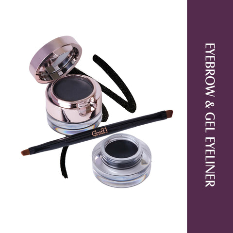 Glam21 2-in-1 Eyebrow & Gel Eyeliner | Intense Black Color | Quick Drying & Lasts 24 hrs | Smudge & Water Proof | 4 g