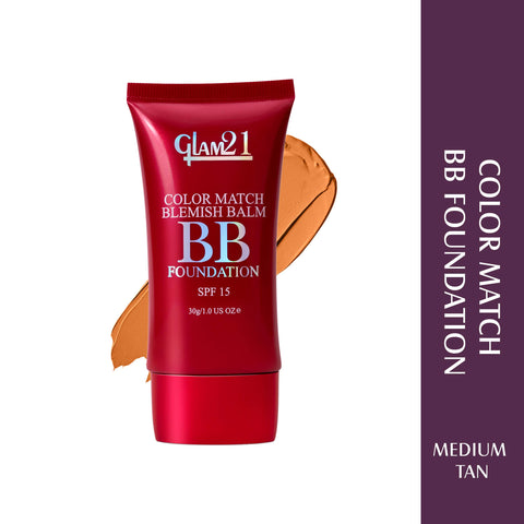 Glam21 Color Match BB Foundation SPF15 Dual Purpose Foundation & Sunscreen| Non-greasy Formula(Medium Tan-05, 30 g)