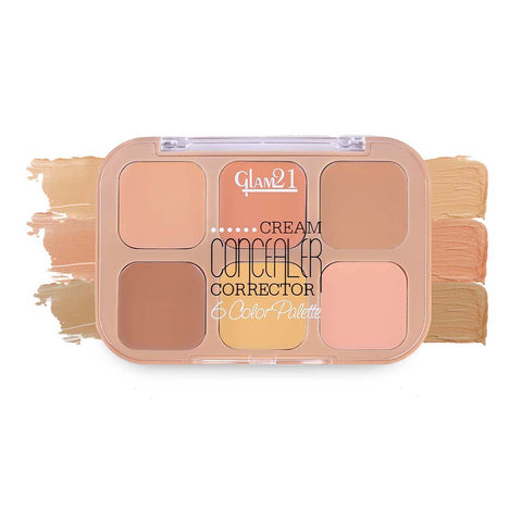 Glam21 Cream Concealer Corrector Palette | Non-sticky & Lightweight Concealer for Face Makeup (Light Lustre, 9 g)