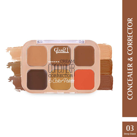 Glam21 Cream Concealer Corrector Palette | Non-sticky & Lightweight Concealer for Face Makeup (Deep Dawn, 9 g)