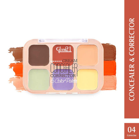 Glam21 Cream Concealer Corrector Palette | Non-sticky & Lightweight Concealer for Face Makeup (Corrector, 9 g)