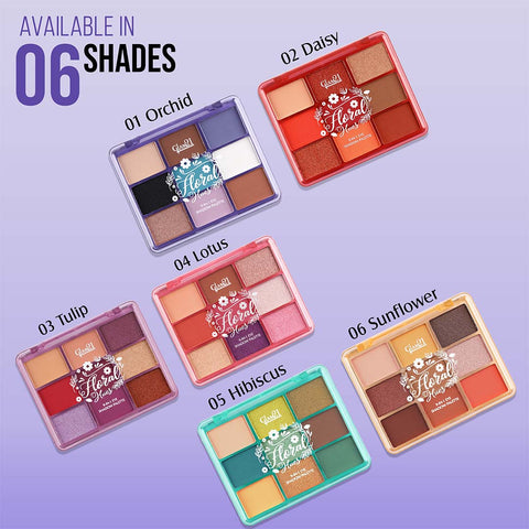 Glam21 Floral Hues 9in1 Eyeshadow Palette | Super-blendable, Smudge-proof 7.2 g (Tulip)