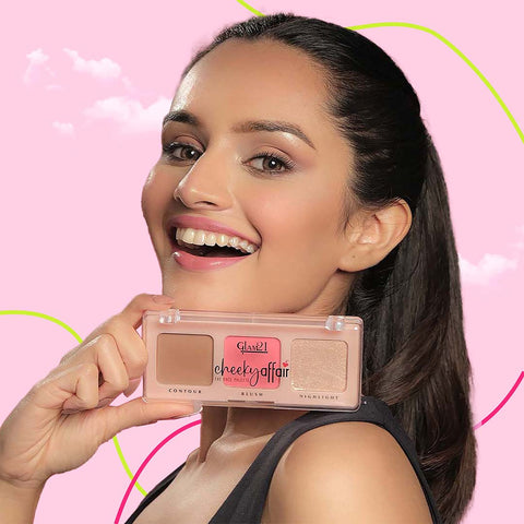 Glam21 Cheeky Affair 3in1 Face Palette Blush, Contour & Highlighter|Waterproof Makeup Kit 8.6g (Shade-01)