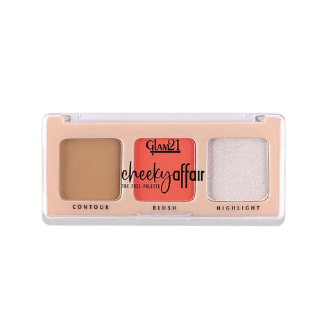 Glam21 Cheeky Affair 3in1 Face Palette Blush, Contour & Highlighter|Waterproof Makeup Kit 8.6g (Shade-04)