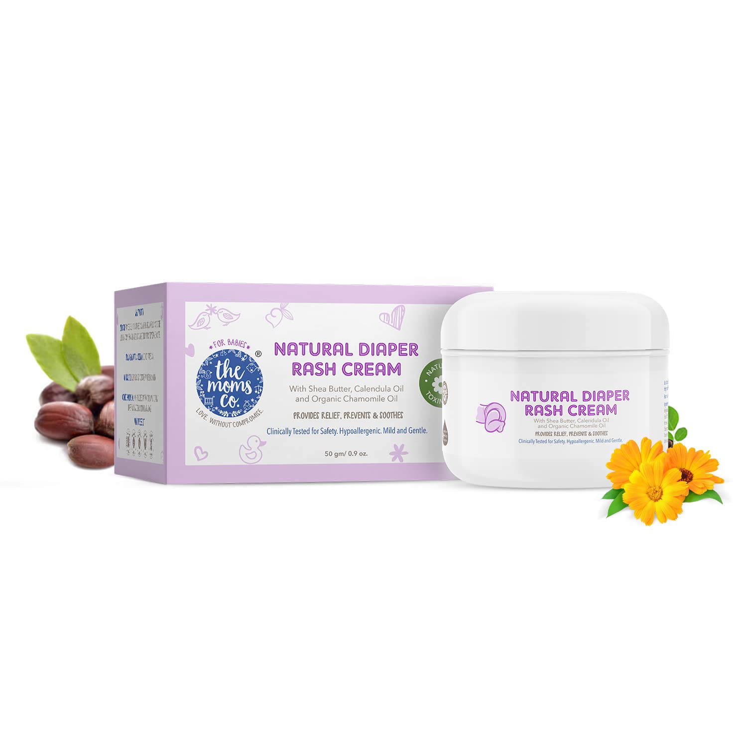 The Moms Co. Natural Diaper Rash Cream | Treats and prevents diaper rash | Zinc Oxide, Shea Butter, Organic Chamomile Oil (50g)