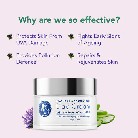 The Moms Co Age Control Day Cream l Reduce Fine Lines, Wrinkles & Sun Protection l With Natural Retinol & Green Tea | 50g