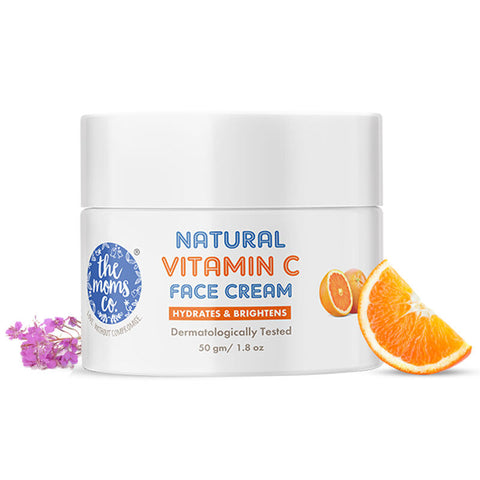 The Moms Co. Vitamin C Face Cream | For Women & Men | Oil-free Look | Orange Beads | All Skin Types |50g