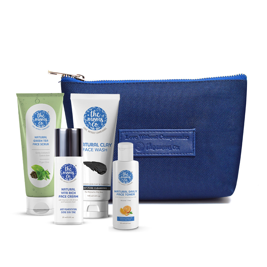 The Moms Co. Oily Skincare Kit I Balanced Care to Oily Skin I Remove Impurities I Oil Free Look I