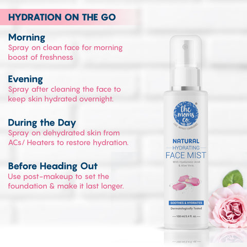 The Moms Co. Natural Hydrating Face Mist| With Hyaluronic acid for Instant Hydration & Moisturization| Face Mist Spray 100 ml