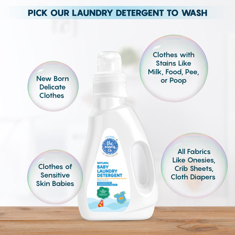 The Moms Co. Natural Baby Laundry Detergent Liquid| 2-in-1 Cleans & Conditions| Plant-Based with Bio Enzymes & Fabric Softener I Color Protection-500 ml