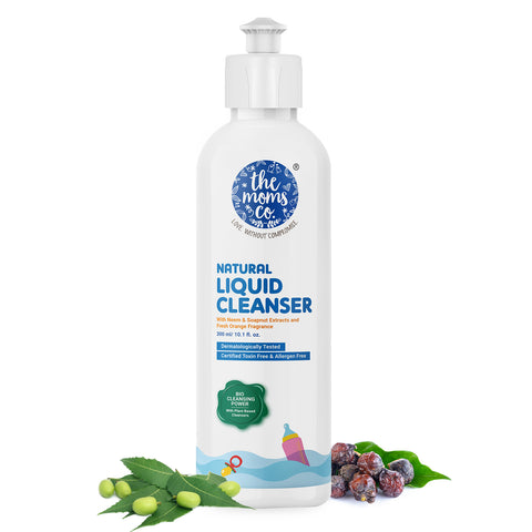 The Moms Co. Natural Liquid Cleanser| With Plant-based Cleansers | Antibacterial Baby Liquid Cleanser for Baby Bottles, Toys, Accessories, Fruits & Vegetables 300 ml