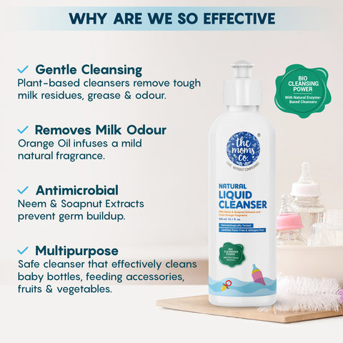 The Moms Co. Natural Surface Cleanser|99.9% Germ Kill in 30 seconds|Plant-based 2-in-1 Cleans & Disinfects| Surface Cleaner Liquid with Bio-Cleansing Power 500 ml