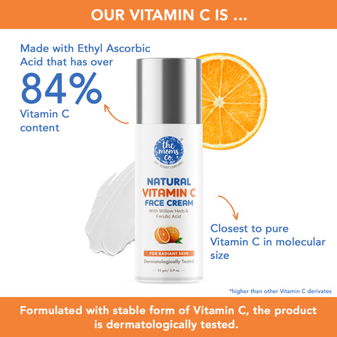 The Moms Co. Natural Vitamin C Face Cream I Cleans & Brightens Skin I Oil Free Look I Instant Glow I Orange Beads I 25 gm