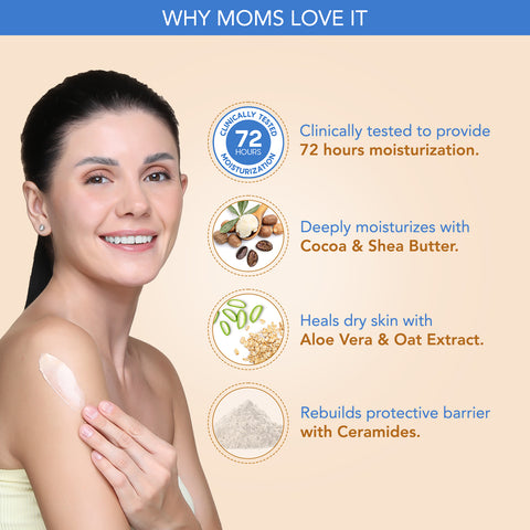 The Moms Co. Natural Cocoa Body Butter - The Ideal Moisturizer for Dry Skin |Moisturizes & Nourishes Skin | With Shea & Cocoa Butters-100 Gm