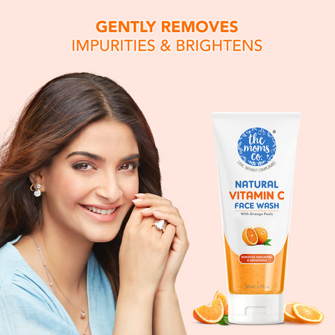 The Moms Co. Vitamin C Face Wash | For Women & Men |Natural | Orange Beads I 80ml