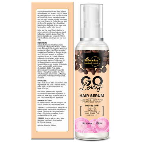 St.Botanica Go Long Onion Hair Serum - With Onion Oil, Coffee Oil, Panax Ginseng Oil For Long, Strong & Shiny Hair, 120ml