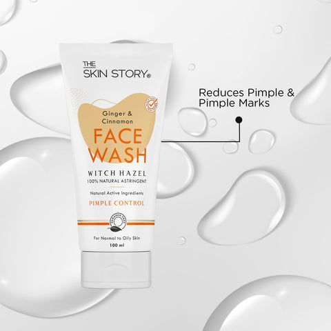 The Skin Story Pimple & Acne Control Facewash for Women | Sensitive Skin, Oily & Pimple Control Skin | Ginger, Cinnamon, Witch Hazel | 100ml