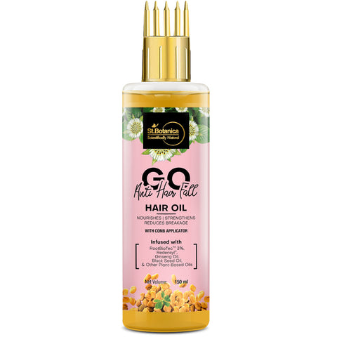 St.Botanica GO Mineral Anti Hair Fall Oil with Comb Applicator, Natural, RootBiotec 3%, Redensyl, Ginseng & Black Seed Oil & Other Botanicals, No Silicones, 150 ml