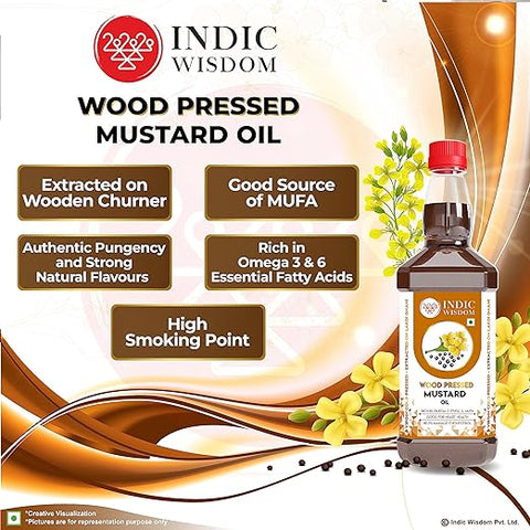 IndicWisdom Wood Pressed Mustard Oil (Cold Pressed Mustard Oil - Extracted on Wooden Churner)