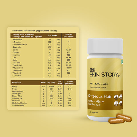 The Skin Story Gorgeous Hair | Multivitamin with Green Tea Extract | Strong and Long Hair | 60 capsules