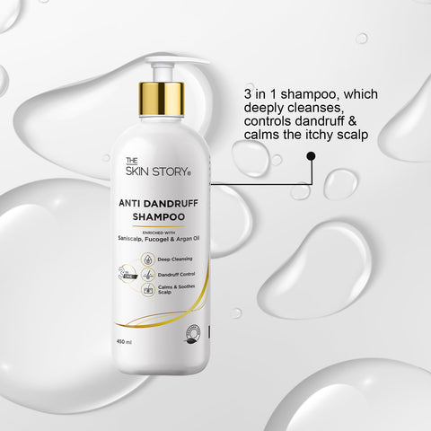 The Skin Story Dandruff Control Shampoo | Reduces Flaky Scalp & Soothes | With Saniscalp & Argan Oil | 450ml