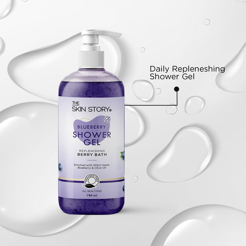 The Skin Story Refreshing Daily Shower Gel |Foaming & Deep Cleansing |Blueberry & Shea Butter Body Wash | 190ml