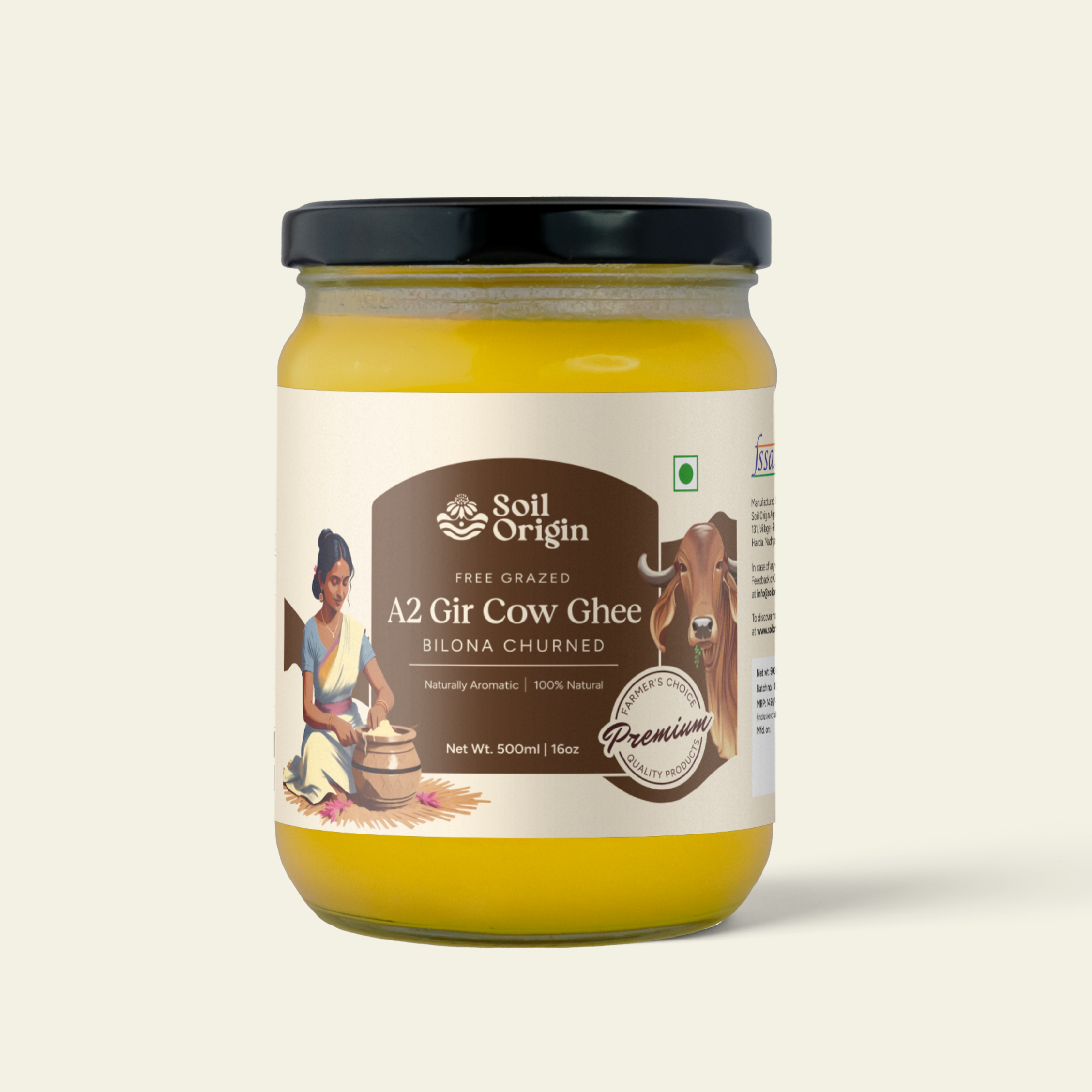 Soil Origin A2 Gir Cow Ghee (Bilona Churned)