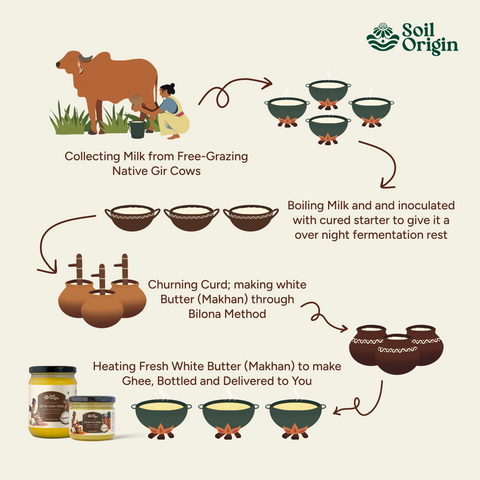 Soil Origin A2 Gir Cow Ghee (Bilona Churned)