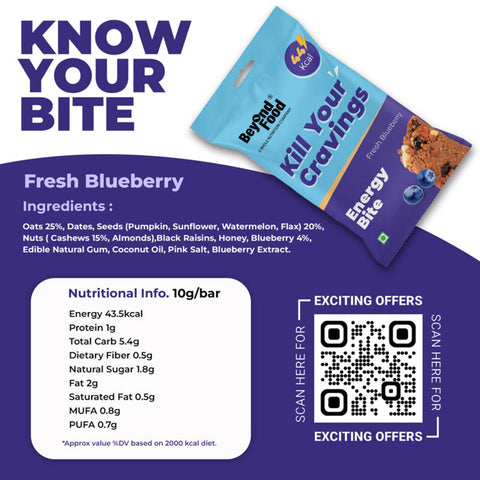 Beyond Food Energy Bites - Fresh Blueberry | Pack of 25 | 25x10g