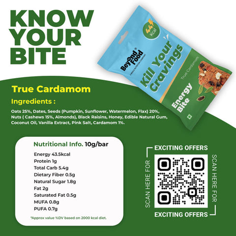 Beyond Food Energy Bites - True Cardamom | Pack of 25 | 25x10g