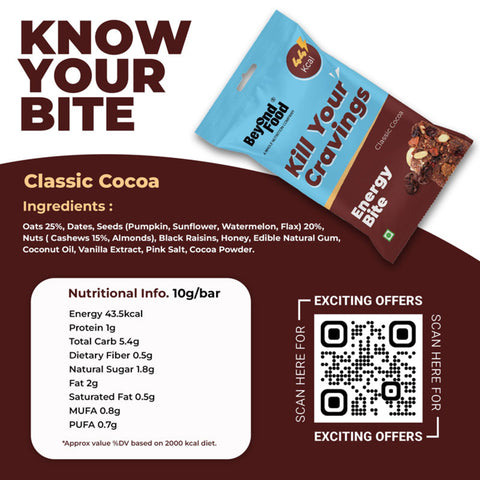 Beyond Food Energy Bites - Classic Cocoa | Pack of 25 | 25x10g