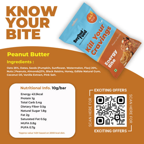 Beyond Food Energy Bites - Peanut Butter | Pack of 25 | 25x10g