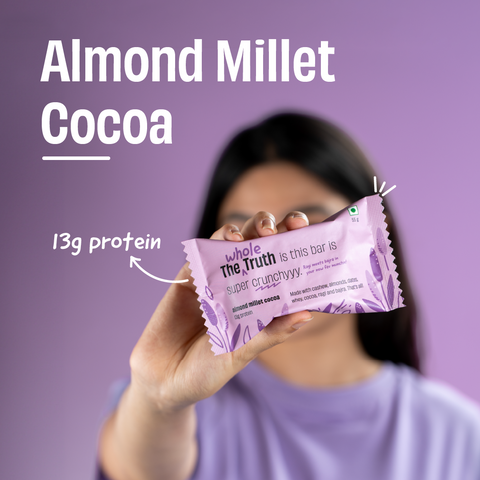 The Whole Truth | 13g Protein Bar | Almond Millet Cocoa | Pack of 6 x 55g | No Refined Sugar | No Added Flavours | No Preservatives