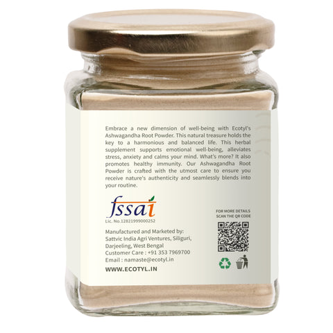 Ecotyl Ashwagandha Root Powder for Mental Well Being | Energy Booster |100g