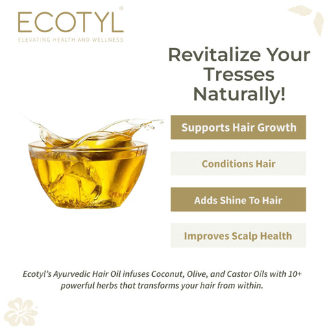 Ecotyl Ayurvedic Hair Oil | Infused with 10+ Herbs | For Hair Fall Control & Hair Growth | 100ml