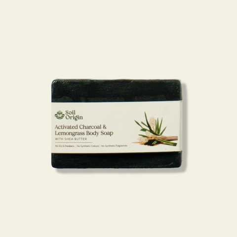 Soil Origin Activated Charcoal & Lemongrass Body Soap With Shea Butter | 100 gm