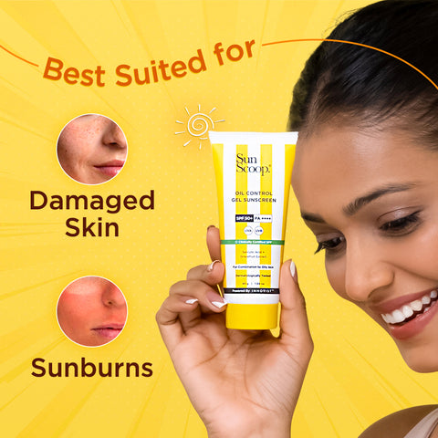 Sunscoop Oil-Control Gel Sunscreen | SPF 50+, PA++++ | Mineral Oil Free | Controls Excess Oil | 45 g