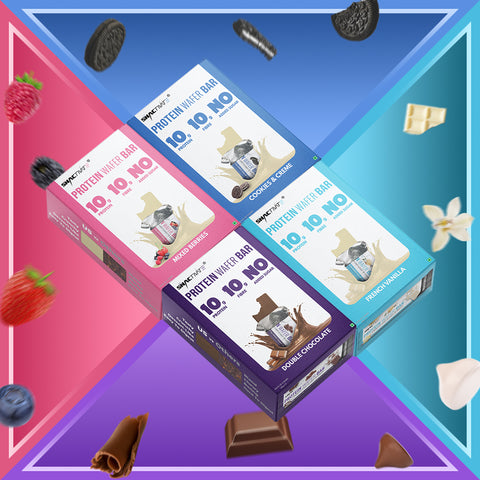 Snactivate Protein Wafer Bars Assorted All flavours Combo - Double Chocolate, Cookies & Creme, French Vanilla & Mixed Berries | Whey Protein Bars | Keto Friendly, Healthy Energy Bars | No Preservatives | 40 gm (Pack of 24)